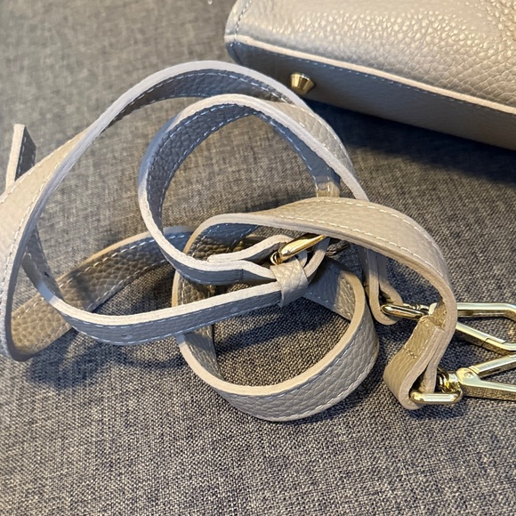 Chic Gray Satchel with Tan Accents Valentina Italian Leather - Picture 2 of 15